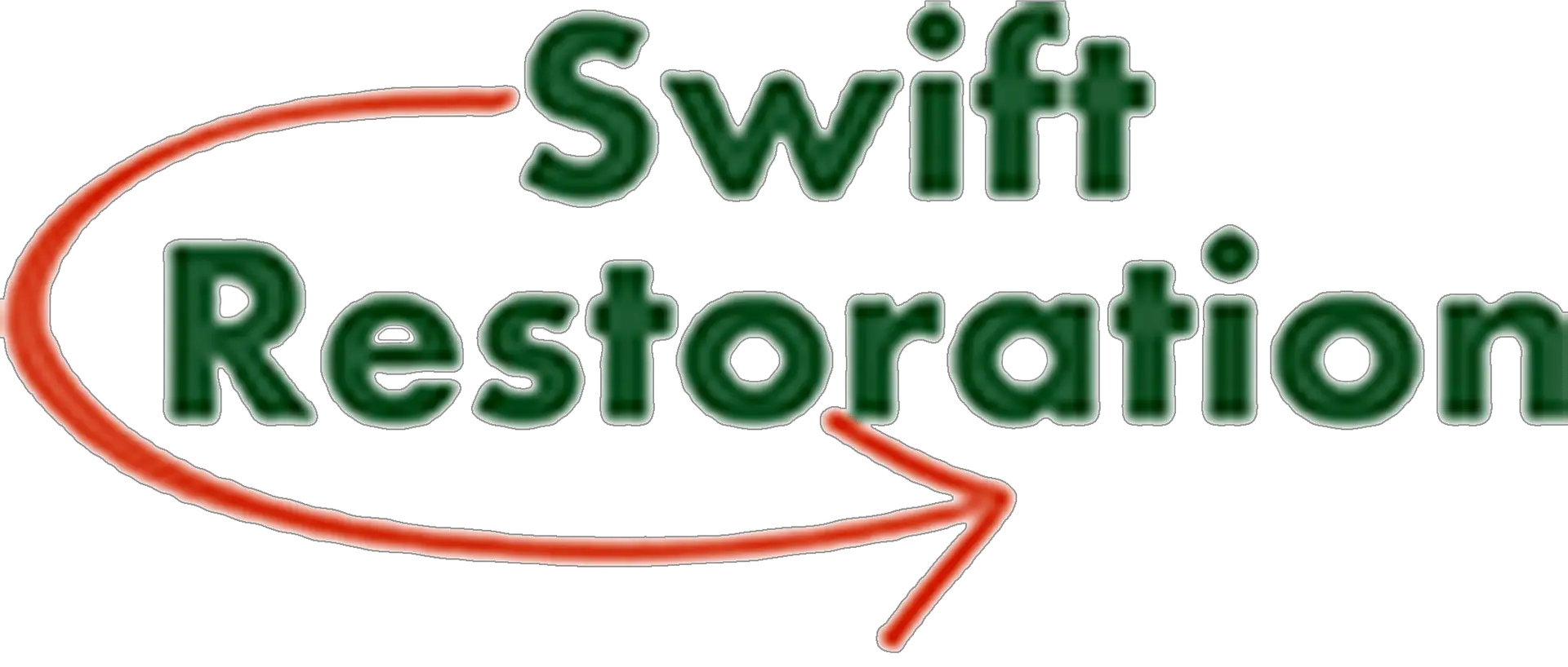 Swift Restoration company logo with green text and red arrow, representing water damage and mold remediation services in San Francisco Bay Area in California