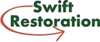 Swift Restoration company logo with green text and red arrow, representing water damage and mold remediation services in San Francisco Bay Area in California