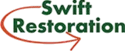 Swift Restoration company logo with green text and red arrow, representing water damage and mold remediation services in San Francisco Bay Area in California